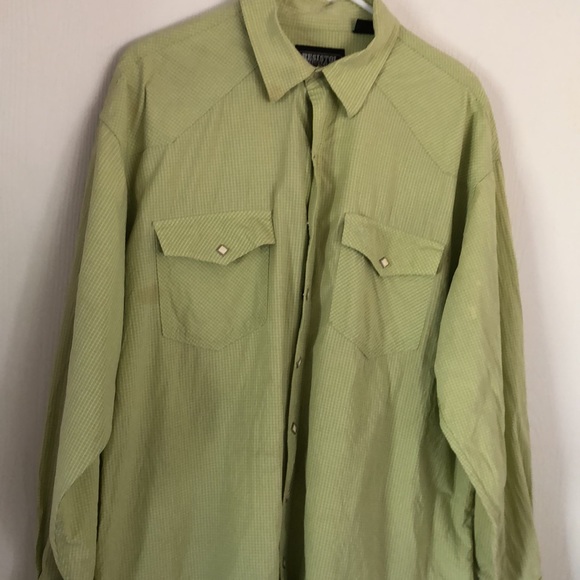 Men’s green pearl snap button up Resistol rode gear - Picture 4 of 15